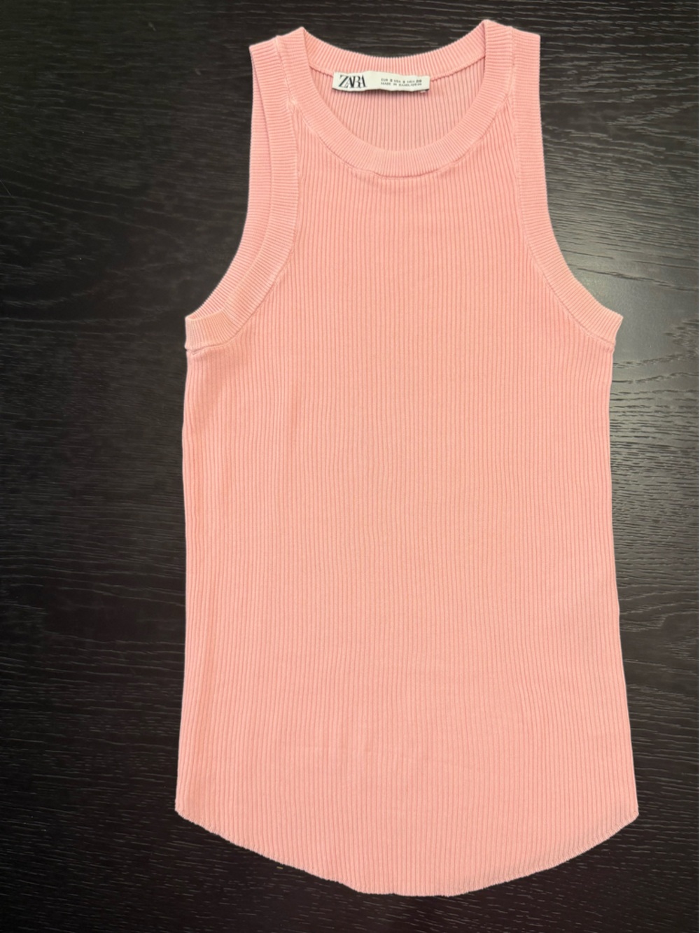 Zara Ribbed Crewneck Tank - Peach